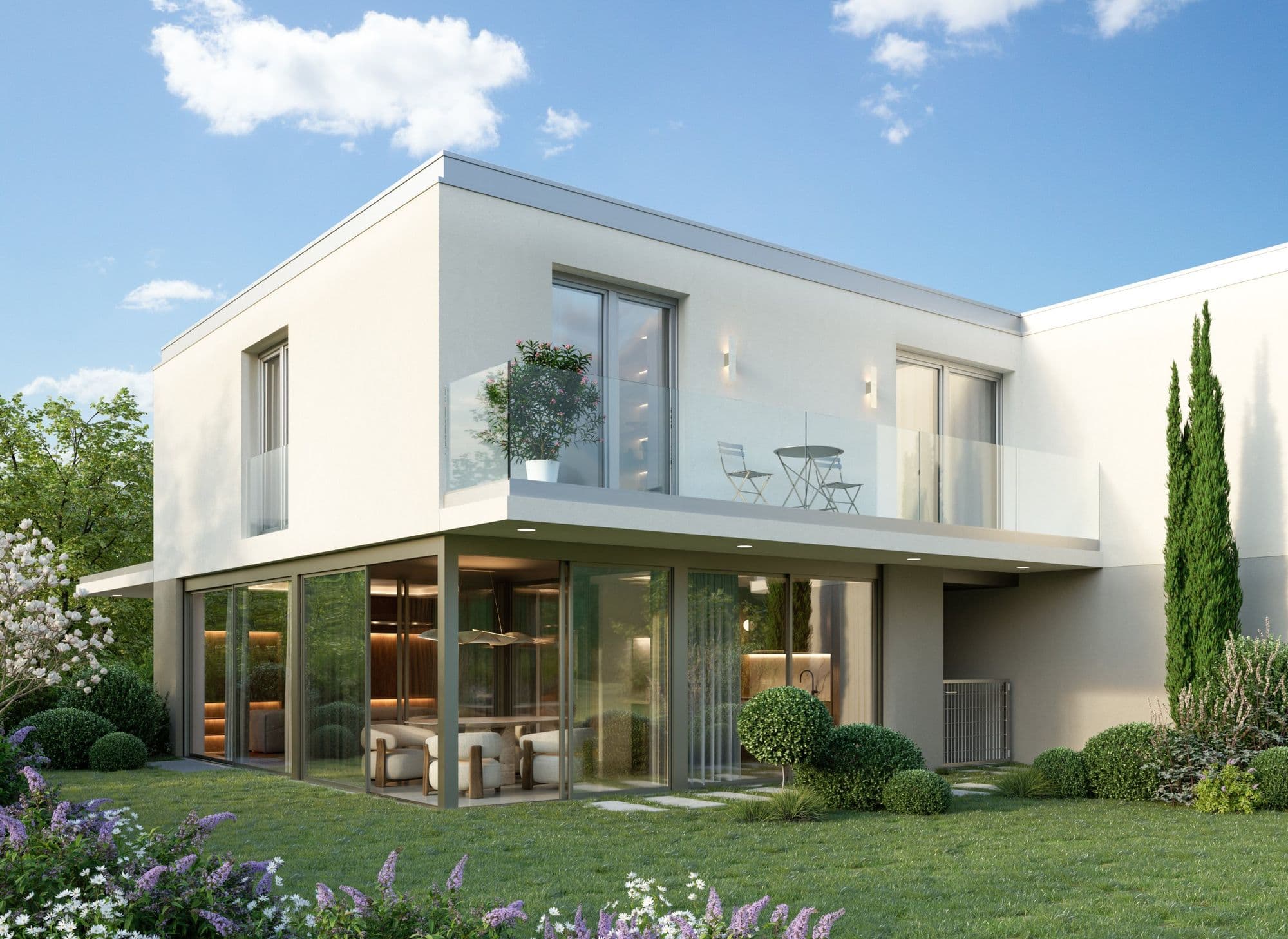 Façade jardin avec balcon